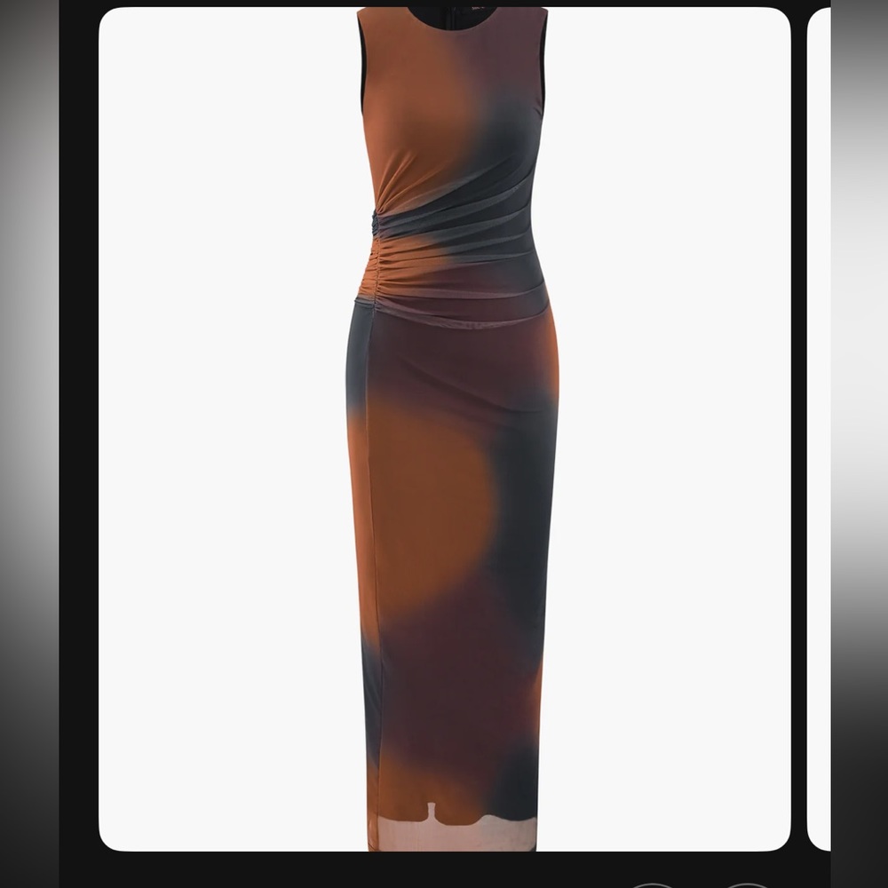 Tie Dye Mesh Slit Sleeveless Maxi dress